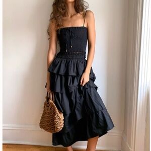 Free People Sun Dancing Midi Dress in Black small NWT